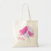 Cute & Moppig Moderne Roze Bloemen Chic Eigen Naam Tote Bag (Voorkant)