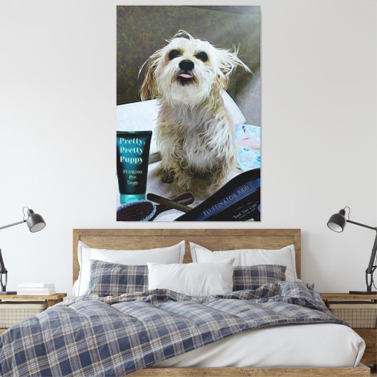 Cute Morkie Puppy Dog Funny Canvas 40 x 60 inch (Insitu (Slaapkamer))