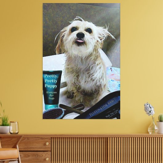 Cute Morkie Puppy Dog Funny Canvas 40 x 60 inch (Insitu (Woonkamer))