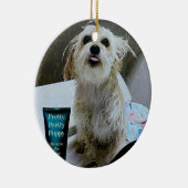 Cute Morkie Puppy Dog Funny Round Ornament (Rechts)