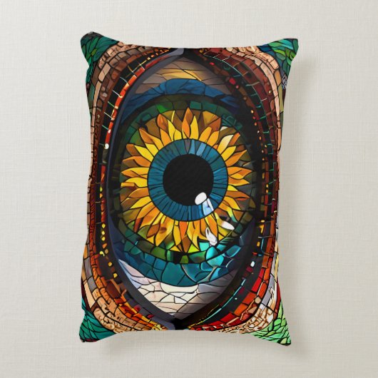 Cute Mosaic Glas-in-lood Oog ontwerp  Accent Kussen (Achterkant (Verticaal))