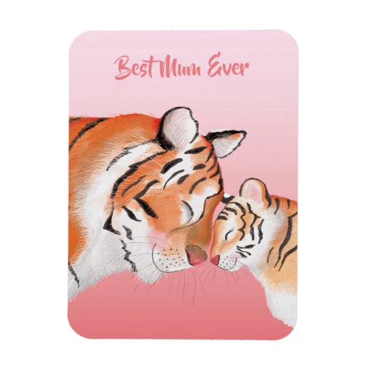 Cute mother and baby tiger magnet magneet (Verticaal)