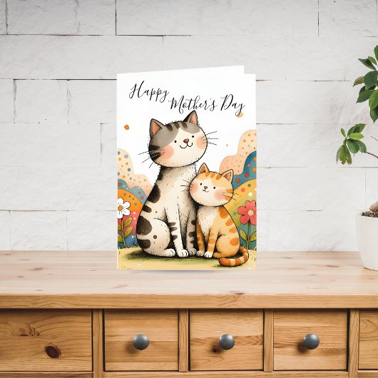 Cute Mother’s Day Cat Card Feestdagen Kaart