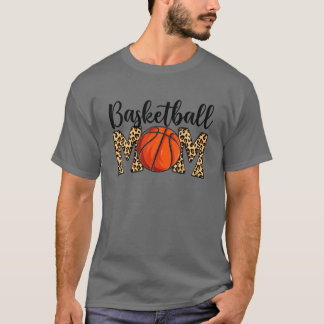 Cute Mother's Day Leopard Basketball Mom Mommy Wom T-shirt