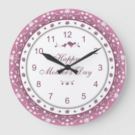 Cute Mother's Day Purple White Heart Floral Grote Klok