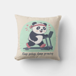Cute Motivational Panda on Treadmill Kussen