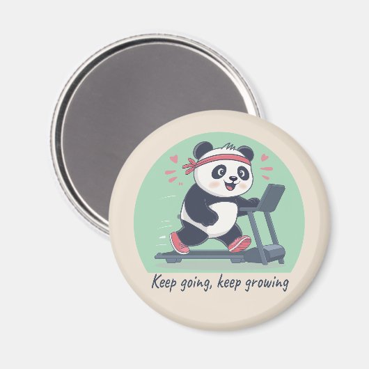 Cute Motivational Panda on Treadmill Magneet (Voorkant / Achterkant)