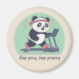 Cute Motivational Panda on Treadmill Magneet