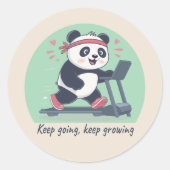 Cute Motivational Panda on Treadmill Ronde Sticker (Voorkant)