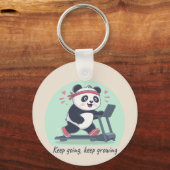 Cute Motivational Panda on Treadmill Sleutelhanger (Achterkant)