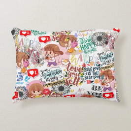 Cute Motivational – Positive Quote Kawaii  Accent Kussen