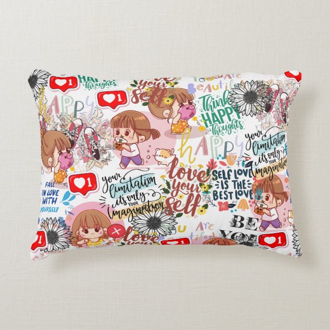 Cute Motivational – Positive Quote Kawaii  Accent Kussen (Voorkant)