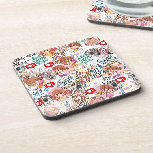 Cute Motivational – Positive Quote Kawaii  Bier Onderzetter (Linkerzijde)