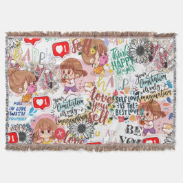 Cute Motivational – Positive Quote Kawaii  Deken