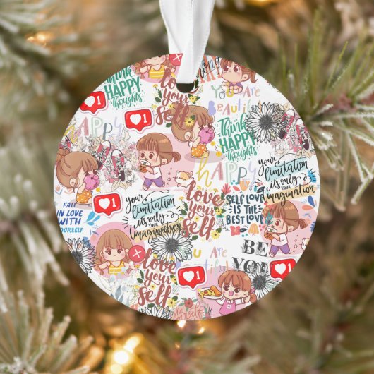 Cute Motivational – Positive Quote Kawaii  Ornament (Boom)