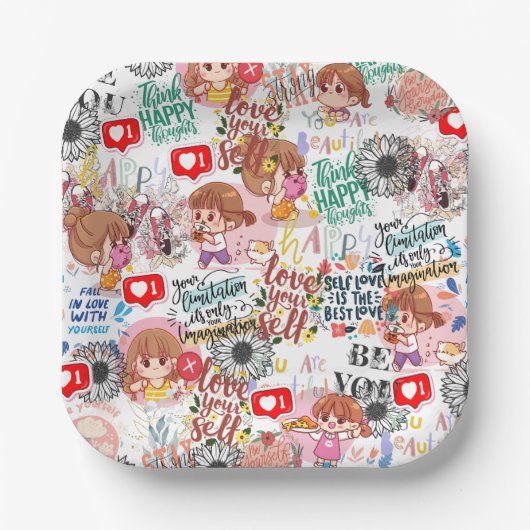 Cute Motivational – Positive Quote Kawaii Papieren Bordje (Voorkant)
