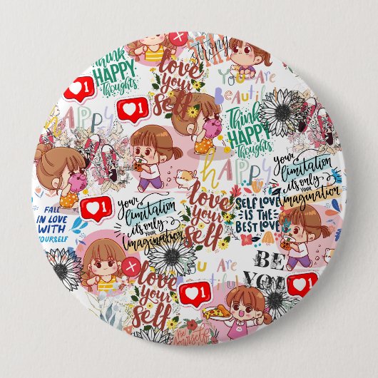 Cute Motivational – Positive Quote Kawaii  Ronde Button 4,0 Cm (Voorkant)