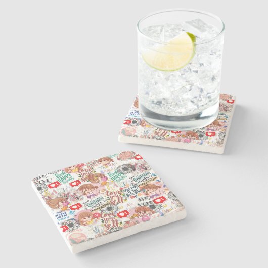 Cute Motivational – Positive Quote Kawaii  Stenen Onderzetter (Zijkant)