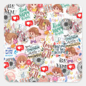 Cute Motivational – Positive Quote Kawaii Vierkante Sticker (Voorkant)