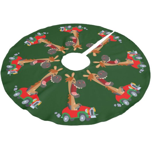 Cute Motorised Cartoon Horse Tree Skirt Kerstboom Rok (Gekanteld)