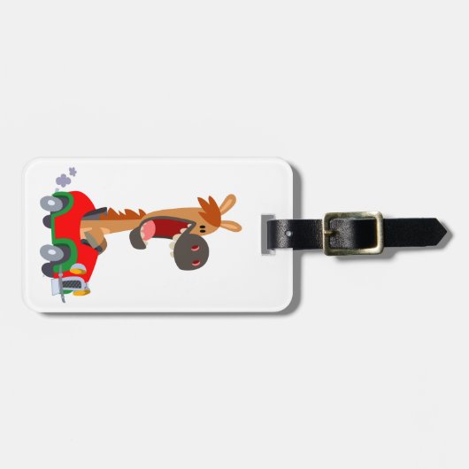 Cute Motorized Cartoon Horse Bagagelabel (Voorkant horizontaal)