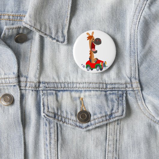 Cute Motorized Cartoon Horse Button Badge (In situ)