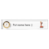 Cute Motorized Cartoon Horse Name Bord met Clock Naambordje (Voorkant)