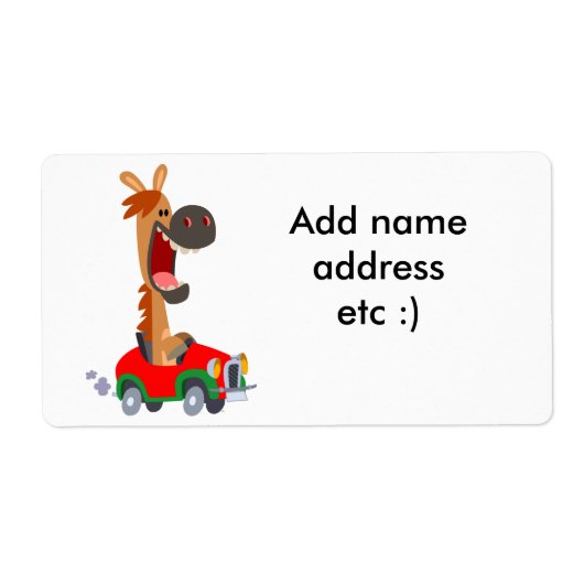 Cute Motorized Cartoon Horse Shipping Label (Voorkant)