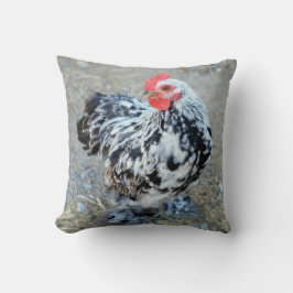 Cute Mottled Bantam Cochin Chicken Pillow Kussen