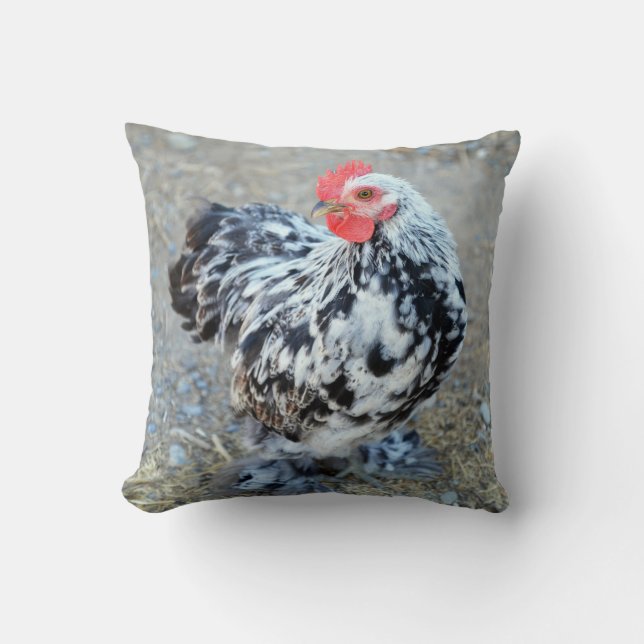 Cute Mottled Bantam Cochin Chicken Pillow Kussen (Voorkant)