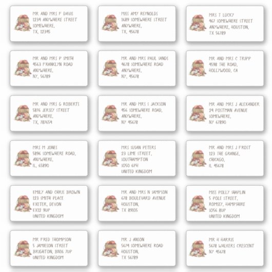 Cute Mouse 18 Thanksgiving van het adres van de in Sticker (Voorkant)