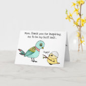 Cute Mouse Bird Happy Birthday Kaart voor moeders (Gele Bloem)