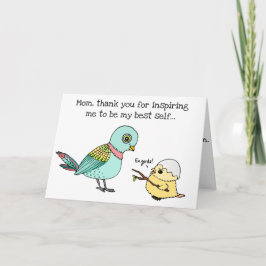 Cute Mouse Bird Happy Birthday Kaart voor moeders