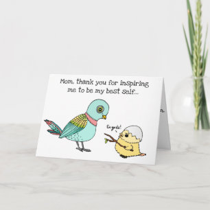 Cute Mouse Bird Happy Birthday Kaart voor moeders