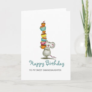 Cute Mouse Birthday-kaarten voor kleindochter Kaart