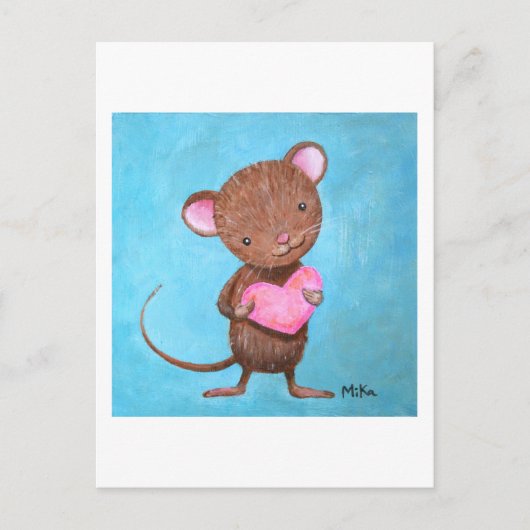 Cute Mouse Briefkaart Cute Mouse met hartkaart (Voorkant)