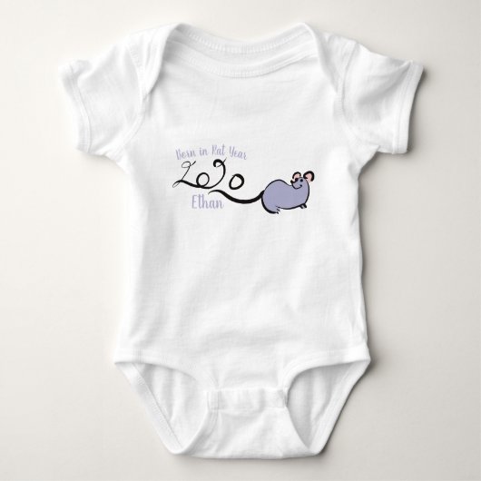 Cute Mouse Cartoon Rat New Year 2020 Name Bodysuit (Voorkant)