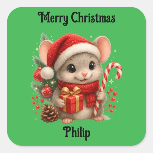 cute mouse Christmas holiday Sticker (Voorkant)
