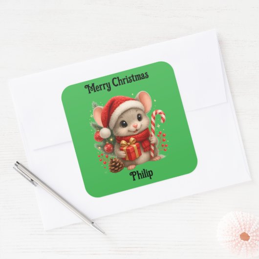 cute mouse Christmas holiday Sticker (Envelop)