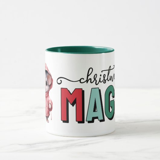 Cute mouse christmas magic mok (Midden)