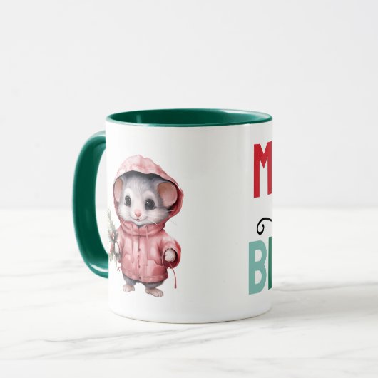 Cute mouse christmas merry and bright mok (Voorkant links)