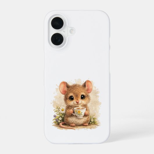 Cute Mouse Coffee iPhone 16 Case Kawaii Hoesje (Achterkant)