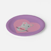 Cute Mouse die een hart vasthoudt. Papieren Bordje (Gekanteld)