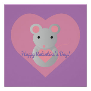 Cute Mouse die een hart vasthoudt. Perfect Poster