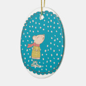 Cute Mouse die kerstmanolen zingt in blauw Keramisch Ornament (Links)