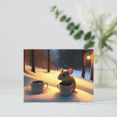 Cute Mouse die opwarmt met koffie Briefkaart (Staand voorkant)