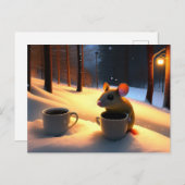 Cute Mouse die opwarmt met koffie Briefkaart (Voorkant / Achterkant)