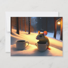 Cute Mouse die opwarmt met koffie Briefkaart
