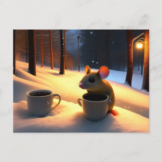 Cute Mouse die opwarmt met koffie Briefkaart (Voorkant)