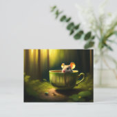 Cute Mouse die zich in Teacup schuilhoudt Briefkaart (Staand voorkant)